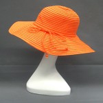 Wide Brim Hat - Straw Hat- Paper Straw Hat w/ Lace Band - Orange - HT-ST1160OR